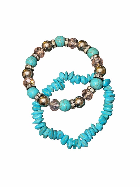Jewelry - 2 for 1 bundle Turquoise Bead Stretch Bracelet Set lot Stackable Bracelets